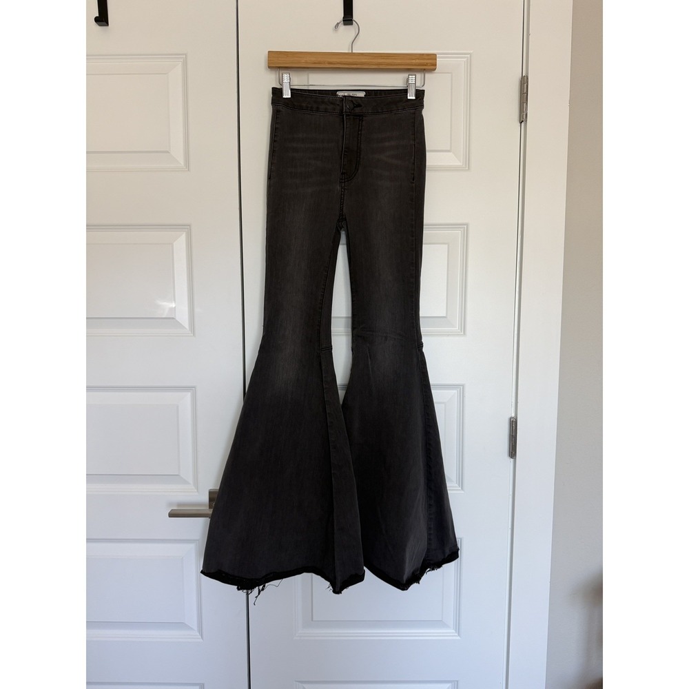 Free People We The Free Just Float On Flare Jeans Gray 25 Extreme Bell Bottom - Picture 1 of 12